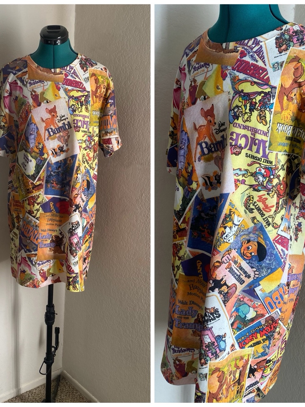 Zara Disney Multicolor Vintage Poster Print Cartoon Mini Dress - S